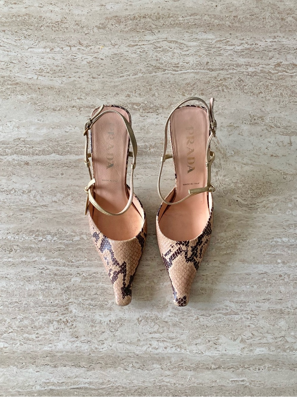 Vintage Prada Python Slingback Heels